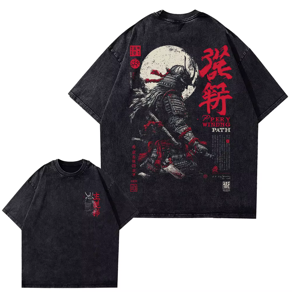 T173 T-shirts esprit samouraï japonais pour hommes