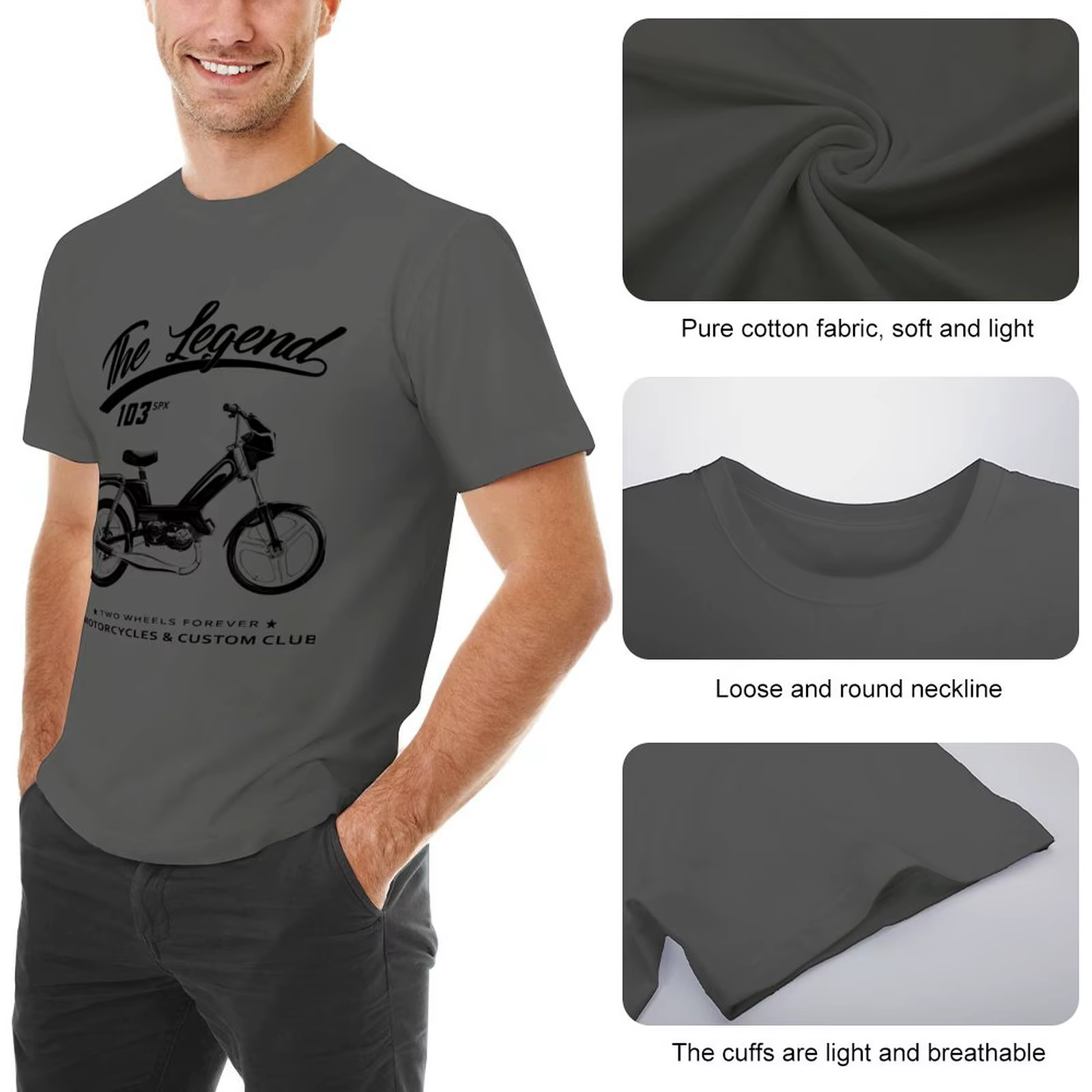 T-shirt en coton à col rond pour hommes