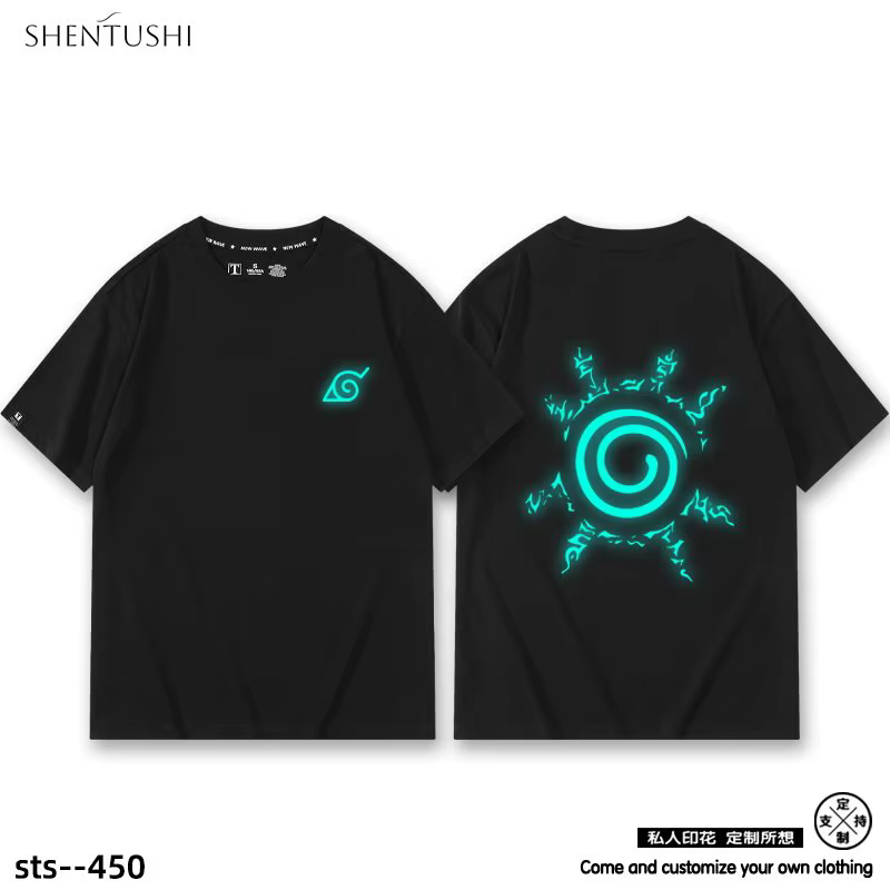 T-shirt pour enfants Naruto Nine Tailed Anime en coton imprimé double face