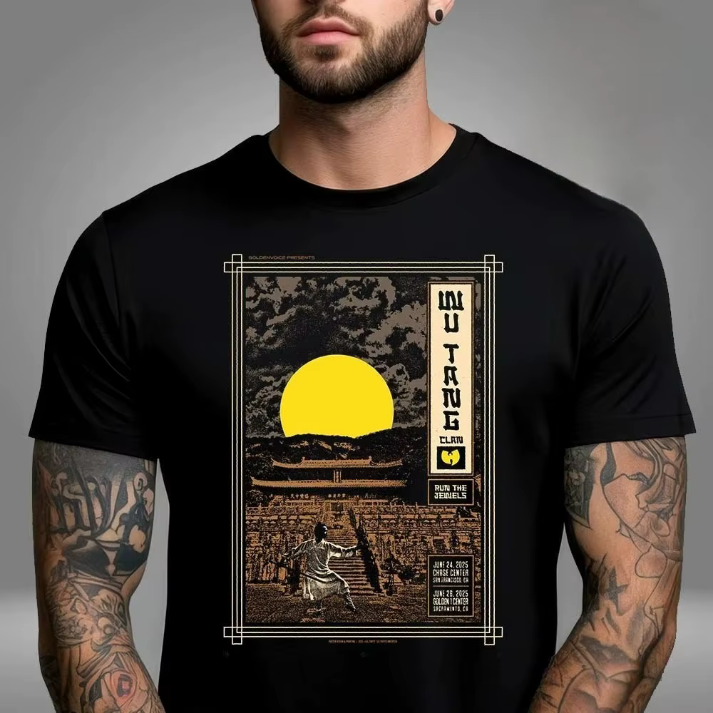 Wu Tang Clan Global Tour Mercah T-shirt imprimé graphique haut de gamme de luxe hommes femmes