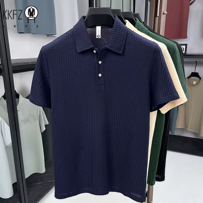 Polo en maille nid d'abeille minimaliste pour homme
