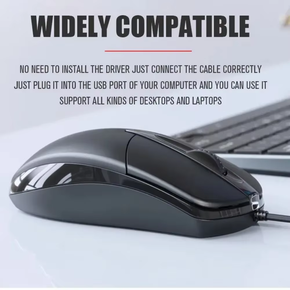 Souris optique filaire USB pour ordinateur portable, rouleau antidérapant, 3D, 1200 ug I, jeu, accessoires informatiques pour PC de bureau, maison, bureau