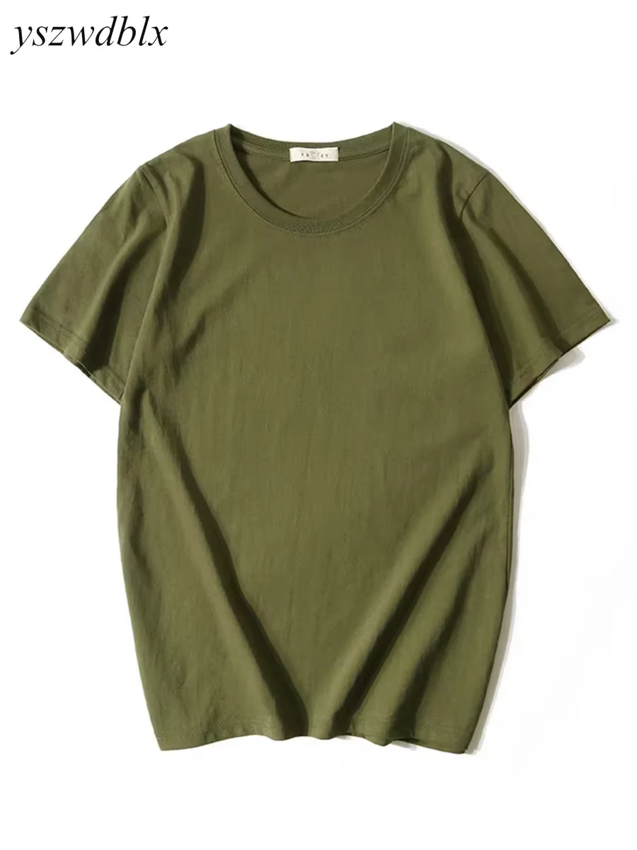 T-shirts YSZWDBLX pour femmes – Nouveauté été 2026 – Hauts décontractés à col rond en coton à manches courtes – Rouge