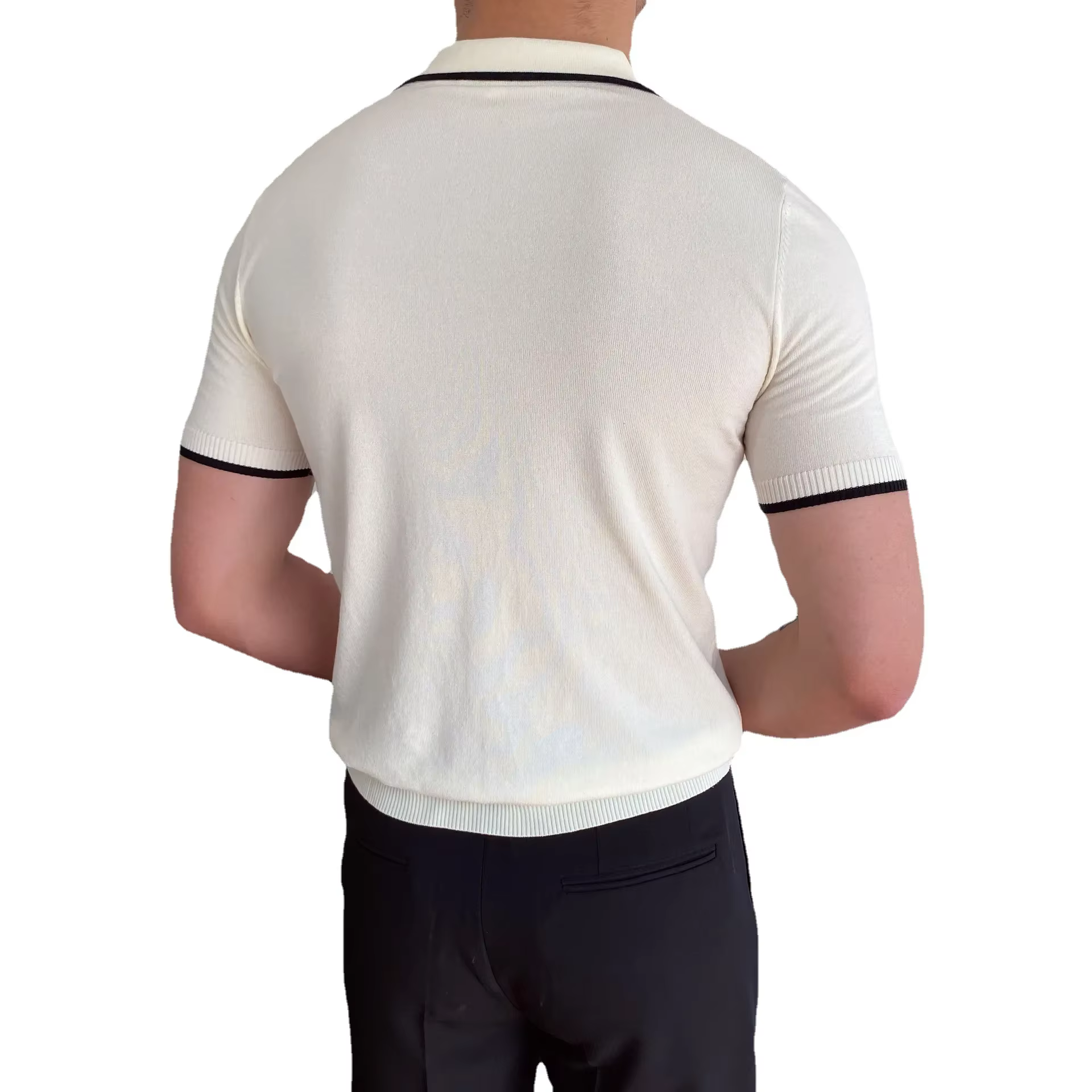 Polo homme T-shirt manches coudières mode col