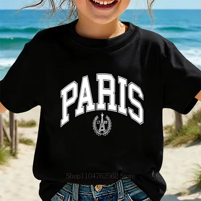 T-shirts imprimés vintage Paris pour enfants