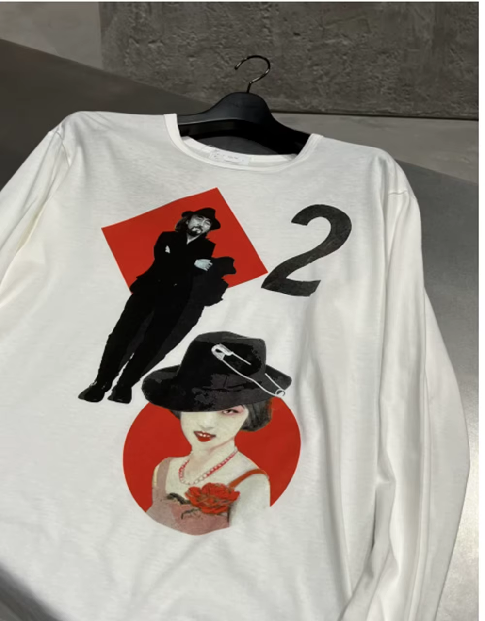 T-shirt blanc imprimé décontracté pour homme FANDISHI