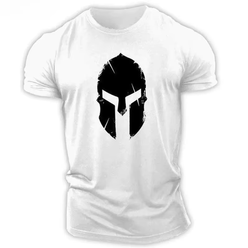 T-shirt pour homme imprimé en 3D avec casque de Sparte