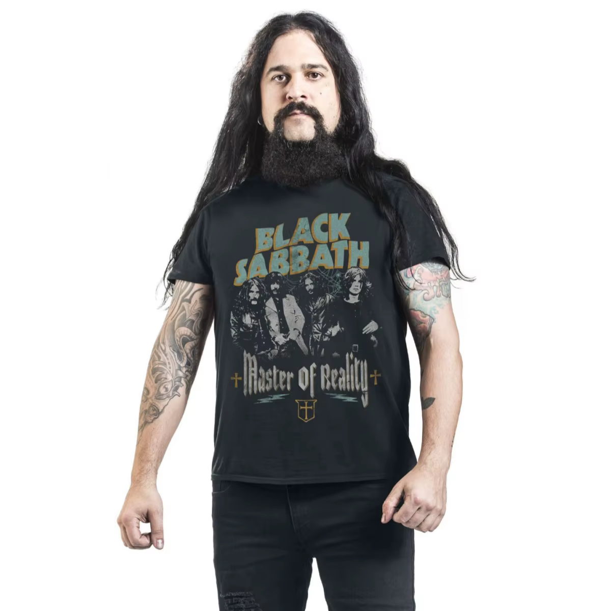 T-shirt en coton noir avec motif Black Sabbath