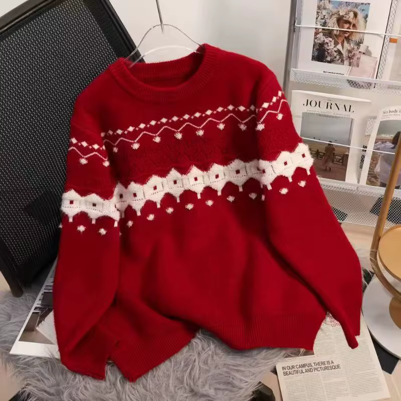 Nouveau pull à col rond pour femmes en automne et en hiver 2025, nouveau Style tendance, chemise à Base épaisse réduisant l'âge pour femmes