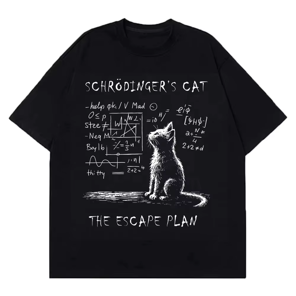 Schrodinger chat physique mécanique quantique impression créative été à manches courtes t-shirt femmes Streetwear T-shirts amples