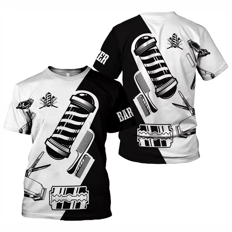 Salon de coiffure T-shirt pour hommes coiffeur graphique