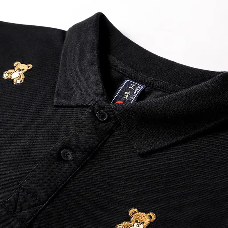 Lyprerazy été Teedy ours broderie Polo Streetwear décontracté Original hauts à manches courtes col rabattu T-shirt mâle