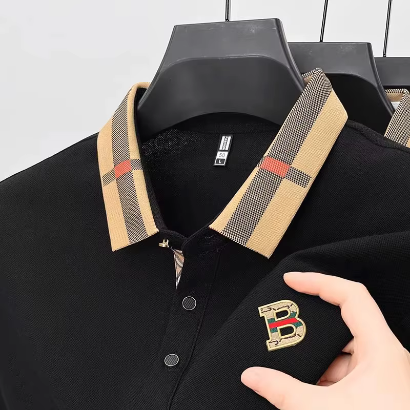 Polo à manches courtes avec logo de marque de luxe pour hommes