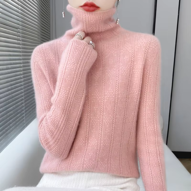 Pull en cachemire à col haut pour femme