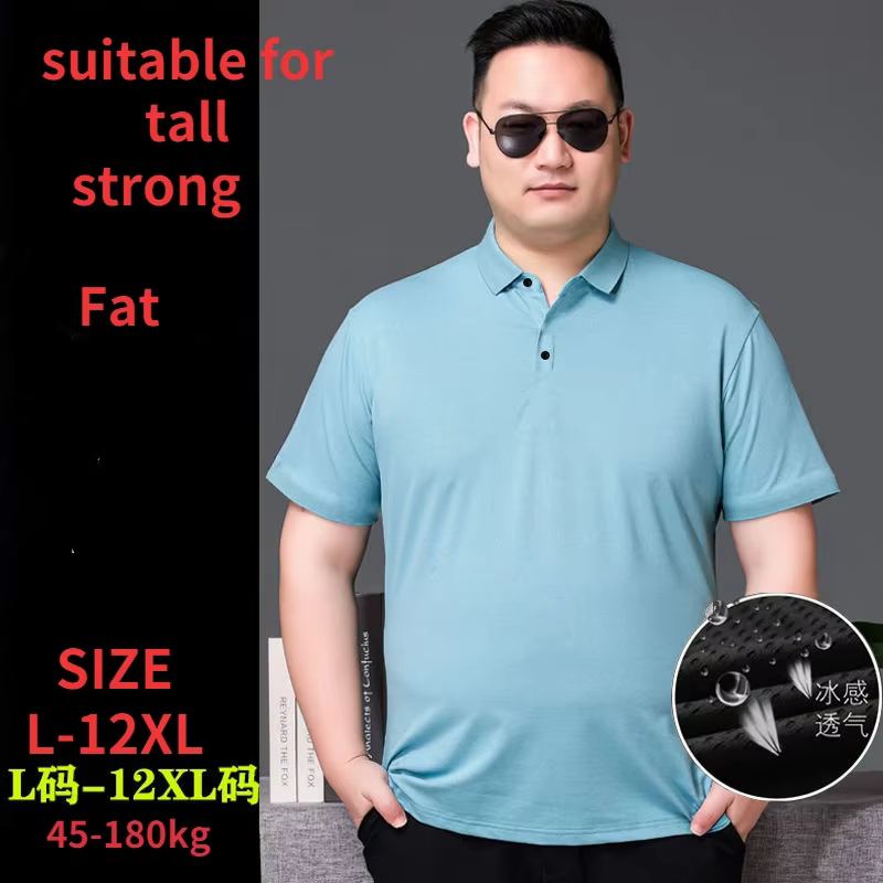Été hommes Polo hauts respirant séchage rapide t-shirt à manches courtes 9XL 10XL 12XL 180KG t-shirts de sport gros