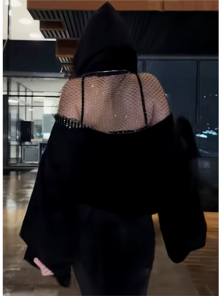 Sweat à capuche ajouré dos nu pour femmes