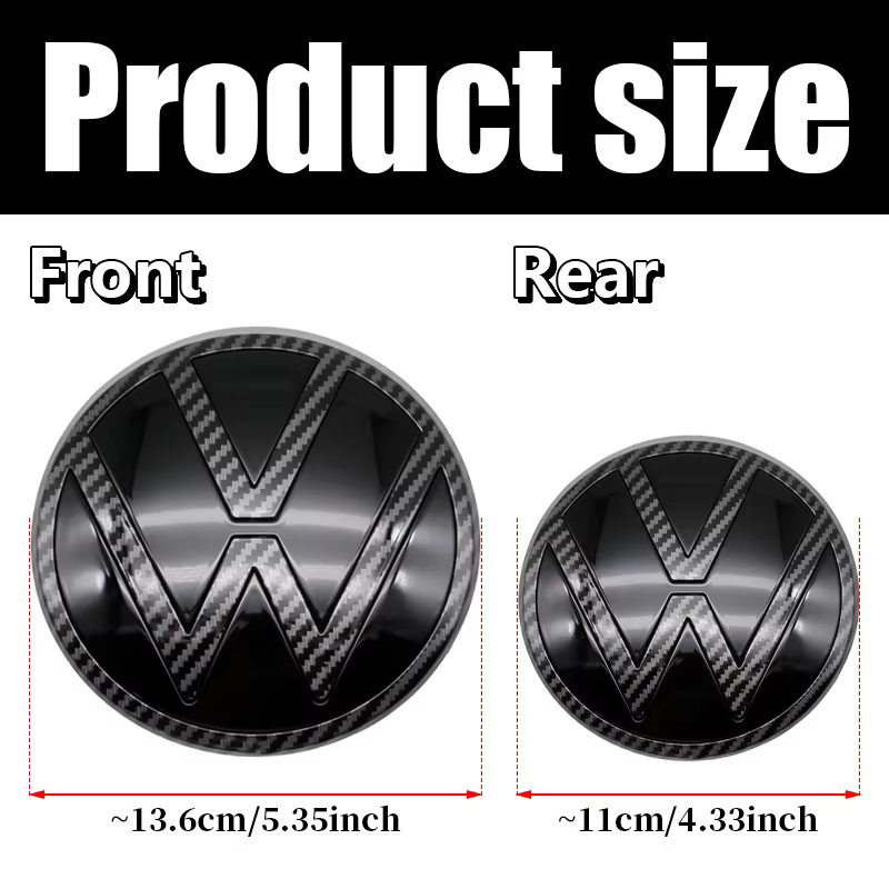 1 pièce Emblème de voiture 110 mm pour coffre arrière et 139 mm pour capot avant pour Volkswagen Polo 2019 2020 2021 2023 2022 2024 Accessoires auto