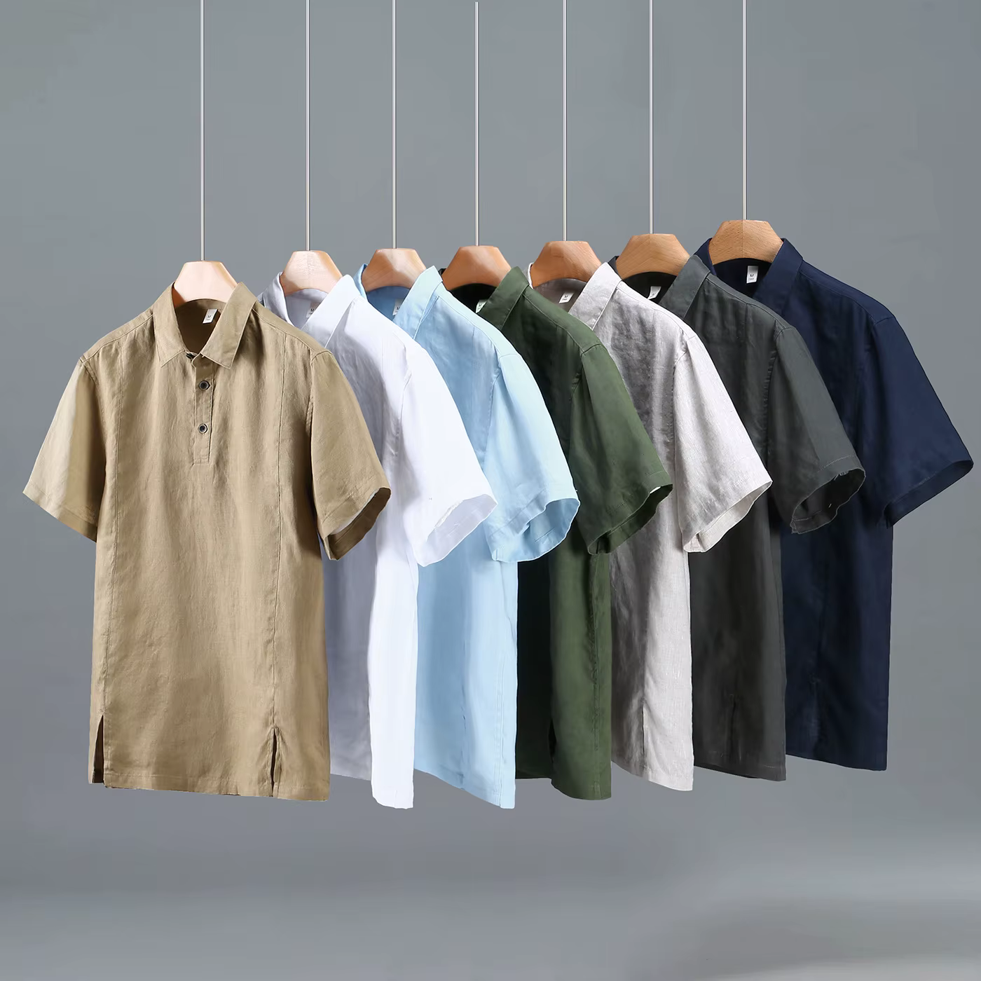 1517 Polo-shirt à manches courtes 100% lin de bonne qualité pour homme