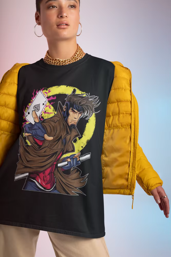 Gambit Card Trick T-Shirt x-men pour hommes, chemise unisexe grise, toutes tailles