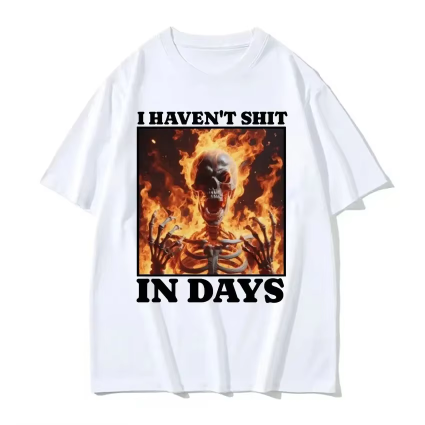 Je n'ai pas merde dans les jours T-shirt drôle squelette ferrique Meme T-shirts hommes femmes Harajuku gothique