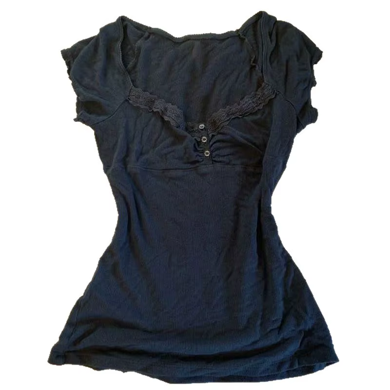 T-shirt vintage slim en dentelle