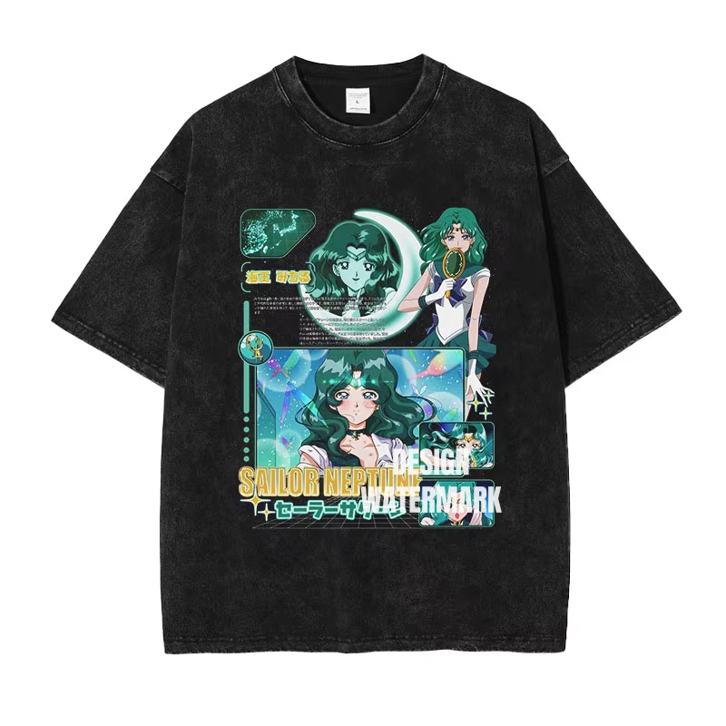 Bandai Anime s-sailor lune T-shirts Vintage lavé Michiru t-shirt Tsukino Rei Makoto Marina Usagi hauts
