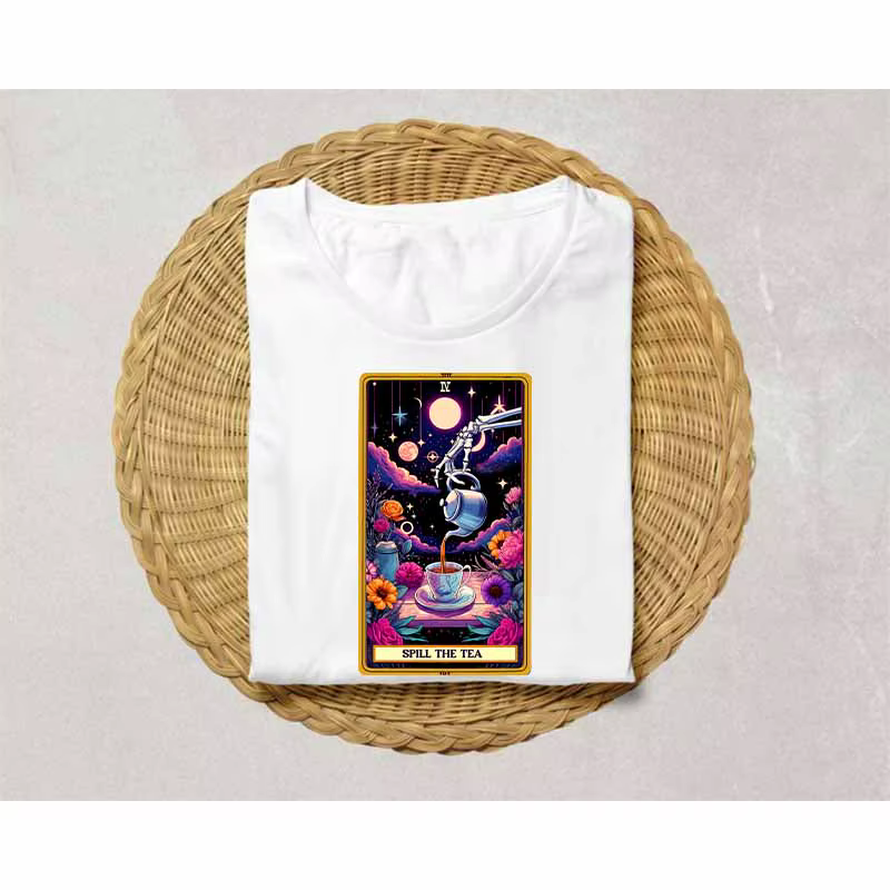 Autocollant de cartes de tarot de transfert DTF pour vêtements, patch thermocollant sur t-shirts, autocollant de transfert de chaleur pour femmes, bricolage personnalisé, mode