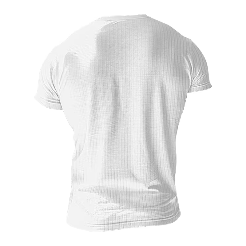 T-shirt Henley à Manches Courtes pour Homme, Coupe Cintrée, Col Rond, Couleur Unie, Décontracté, Été
