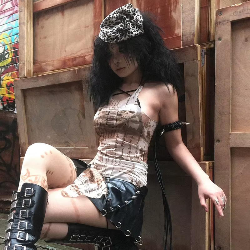 Karrcat Grunge esthétique débardeur irrégulier Trashy Y2k maille