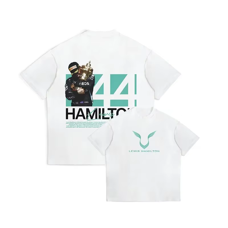 T-shirt de sport oversize pour homme été 2025 avec imprimé graphique Lewis Hamilton