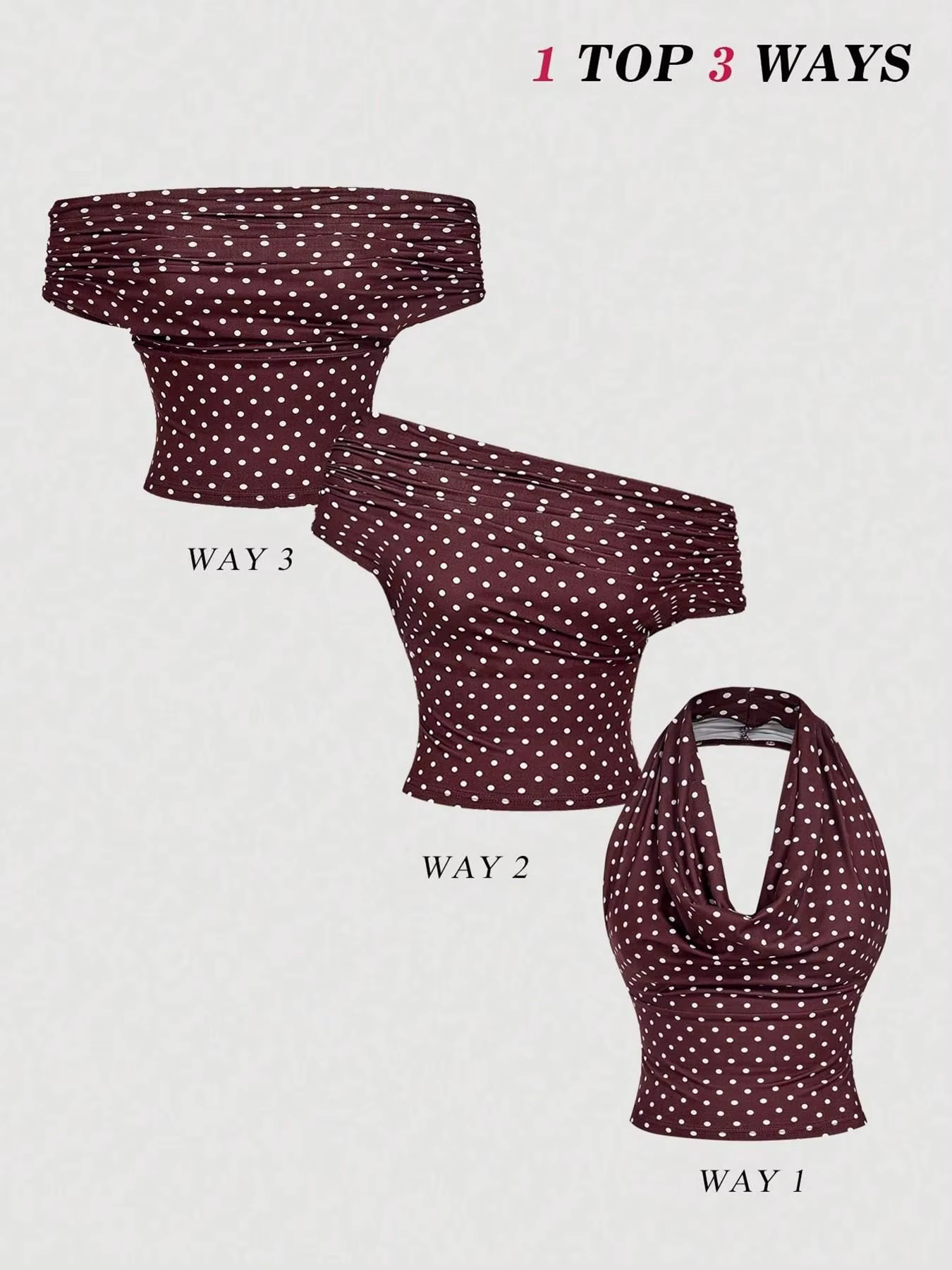 Haut court en tricot pour femme avec options de port polyvalentes et détail froncé sur le côté