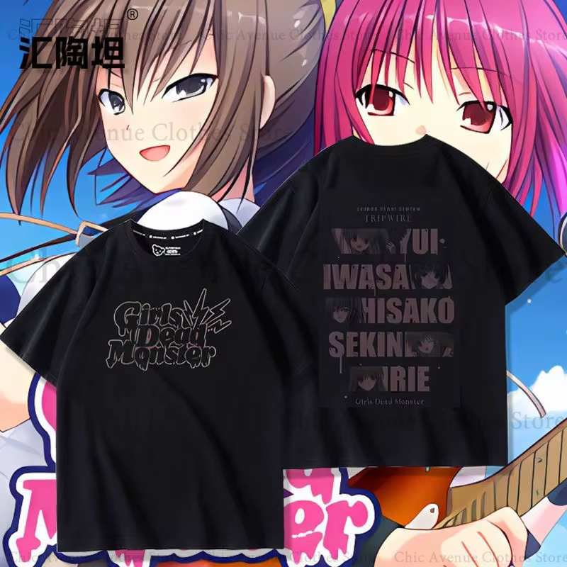 Anime Angel Beats! Lettre impression T-shirt femmes hommes vêtements coton été hauts à manches courtes