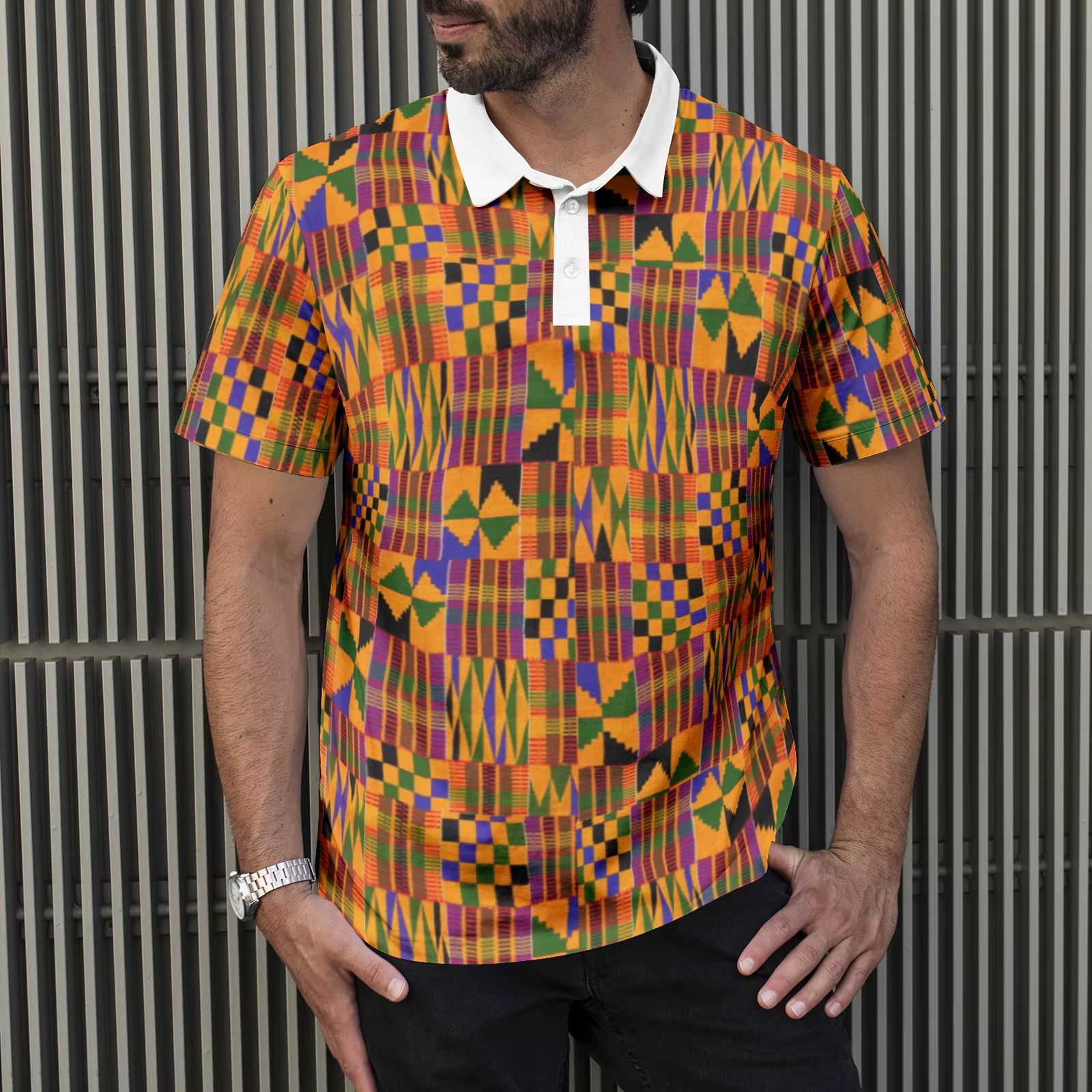 Polo pour homme en tissu imprimé africain Kente_ Style classique coloré 2026