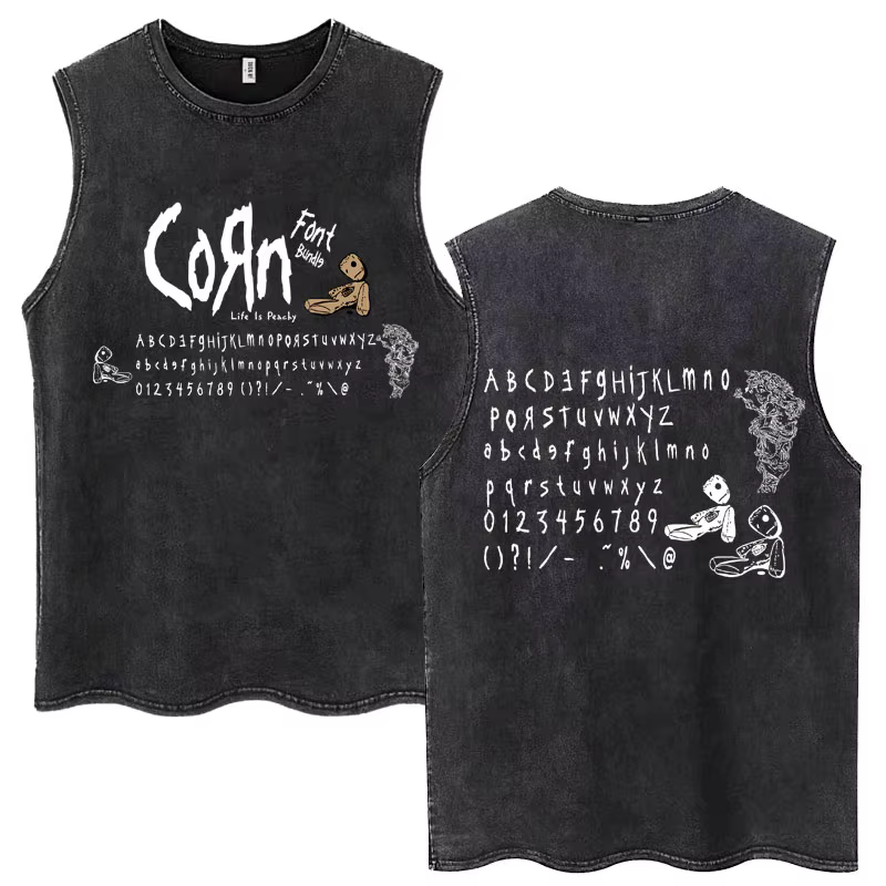 Rock Band Korn Débardeur délavé Hommes Femmes Métal Gothique Harajuku T-Shirts Sans Manches