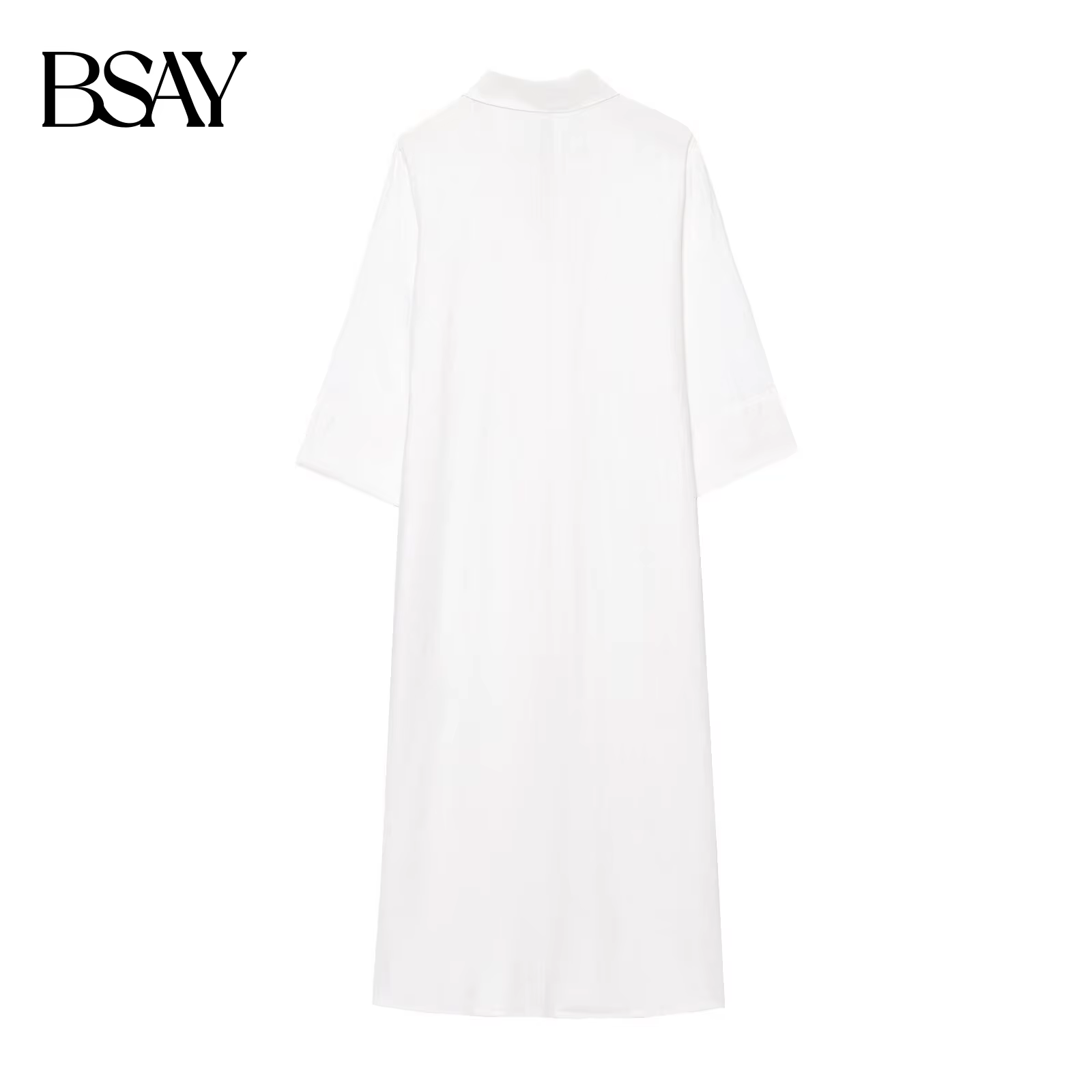 BSAY robe robe pour femmes mode été chemise Style simple boutonnage longue revers robes mi-longues français Chic femme soirée