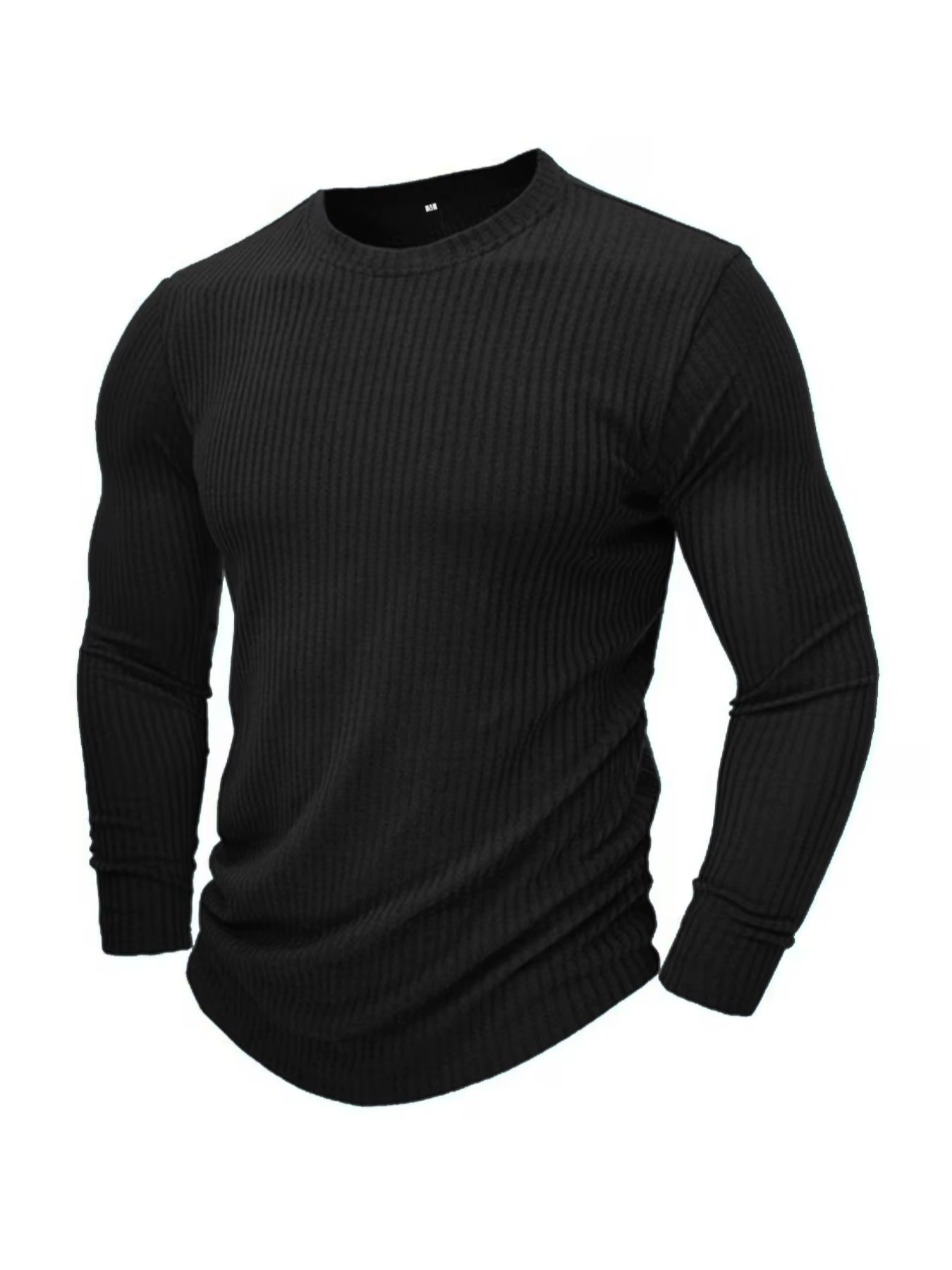 T-shirt en tricot à manches longues et col rond pour homme, pull uni, coupe décontractée et formelle, parfait pour tous les jours