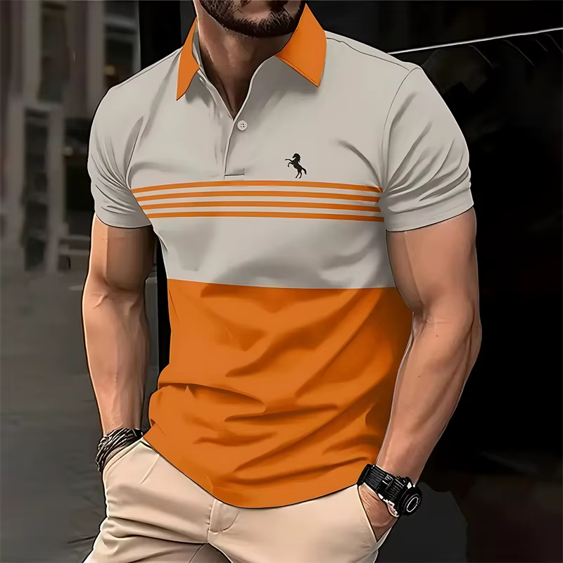Chemises polo simples à rayures pour hommes