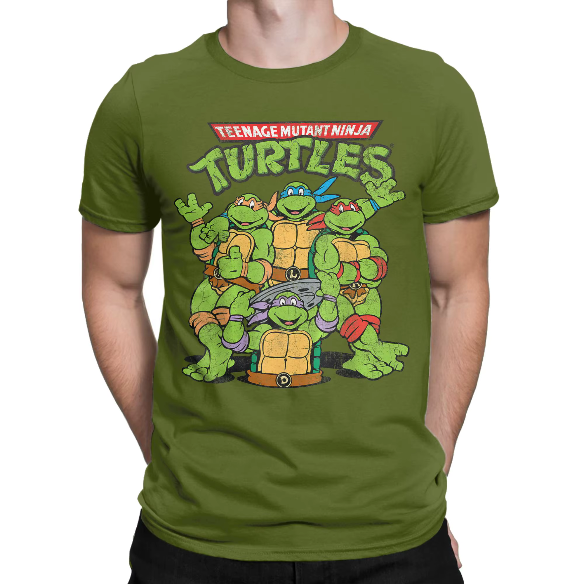 T-shirts classiques à logo rétro des tortues ninja pour hommes