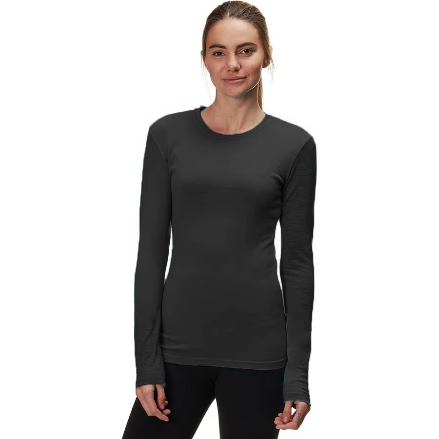T-shirt à col rond 100% laine mérinos pour femmes Chemises à manches longues