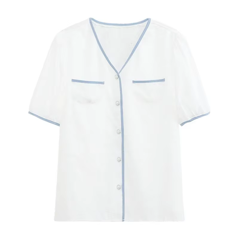 Je crois que vous chemisier blanc français bouffée manches courtes chemises et chemisiers en coton femmes hauts 2025 été femme chemise 2232055047