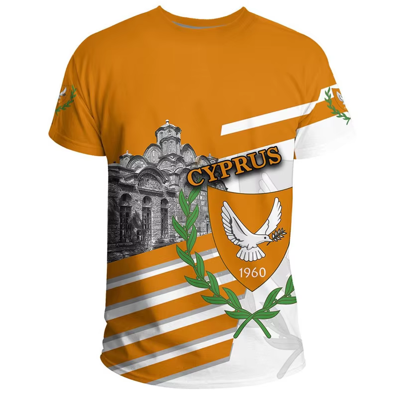 Mode Chypre Drapeau Graphique Football T-shirts D'été Décontracté Col rond 3D Emblème National Imprimé