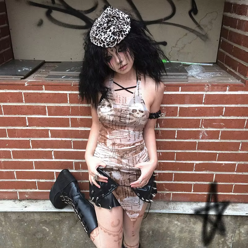 Karrcat Grunge esthétique débardeur irrégulier Trashy Y2k maille