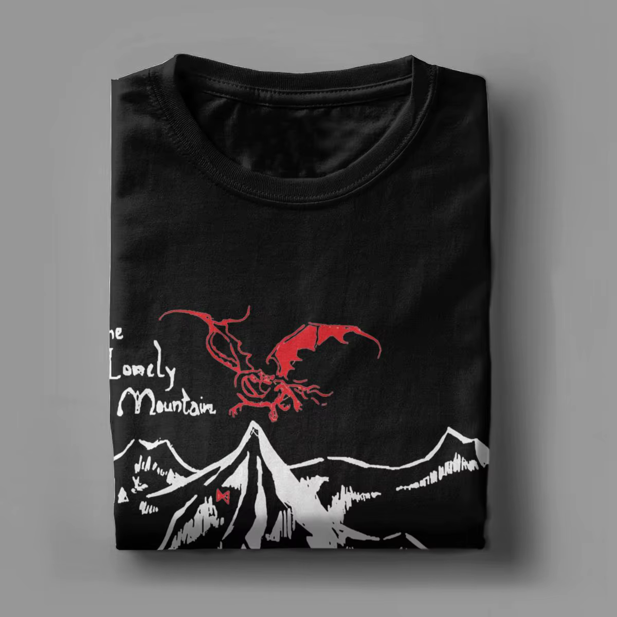 Hommes T-Shirt montagne solitaire t-les l-les des r-rings Mordor Vintage 100% coton t-shirts à manches courtes