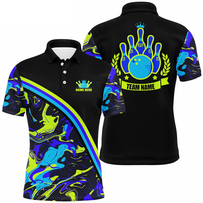 Polo à motif de Bowling coloré pour hommes