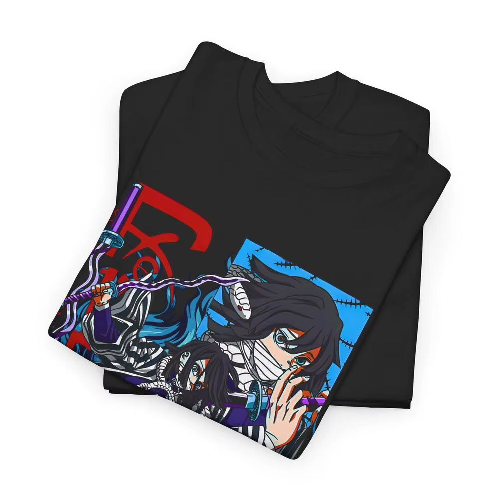 T-shirt Demon Slayer Inspiré de l'Anime Igflats Obanai, Noir, Cadeau
