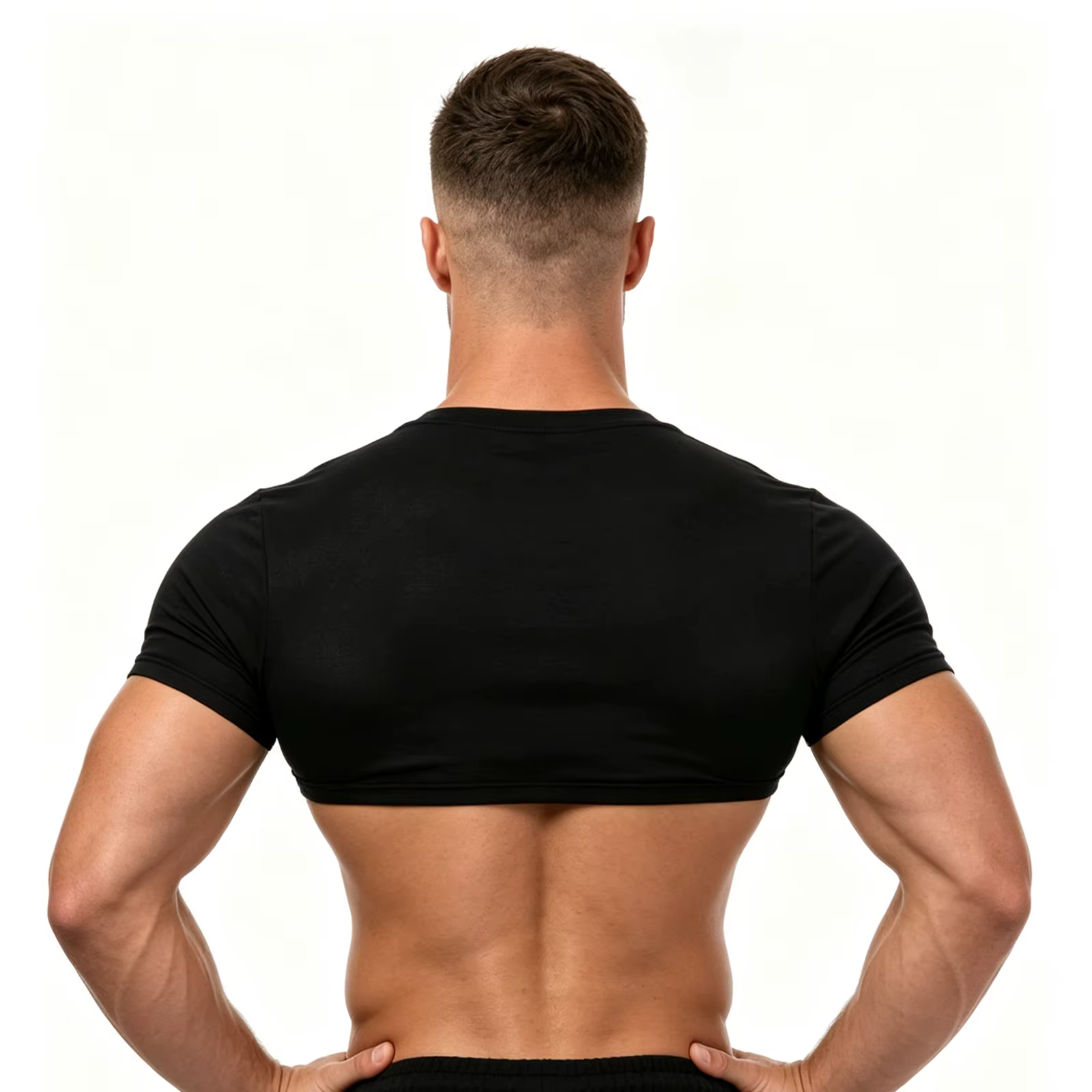 T-shirt court noir à manches courtes pour homme