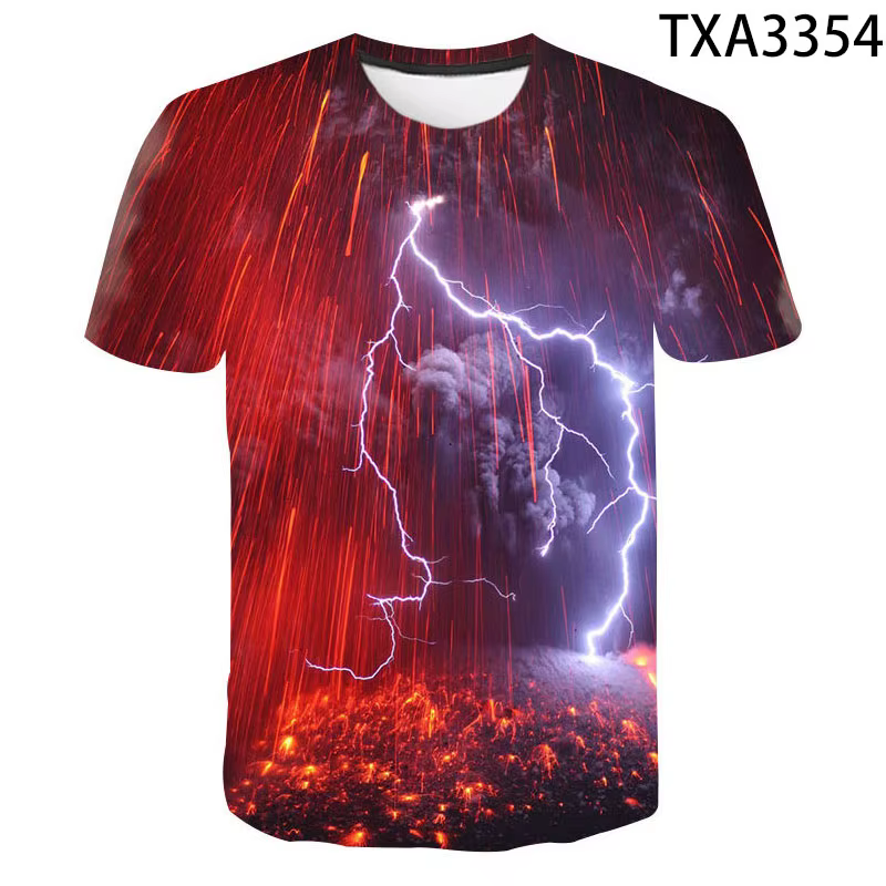 Mode été Thunderbolt T-shirt hommes femmes enfants foudre Flash impression 3D