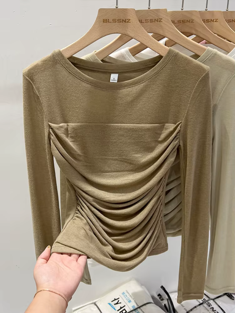 T-shirt élégant et sexy à col rond en dentelle noire 2026 pour femme