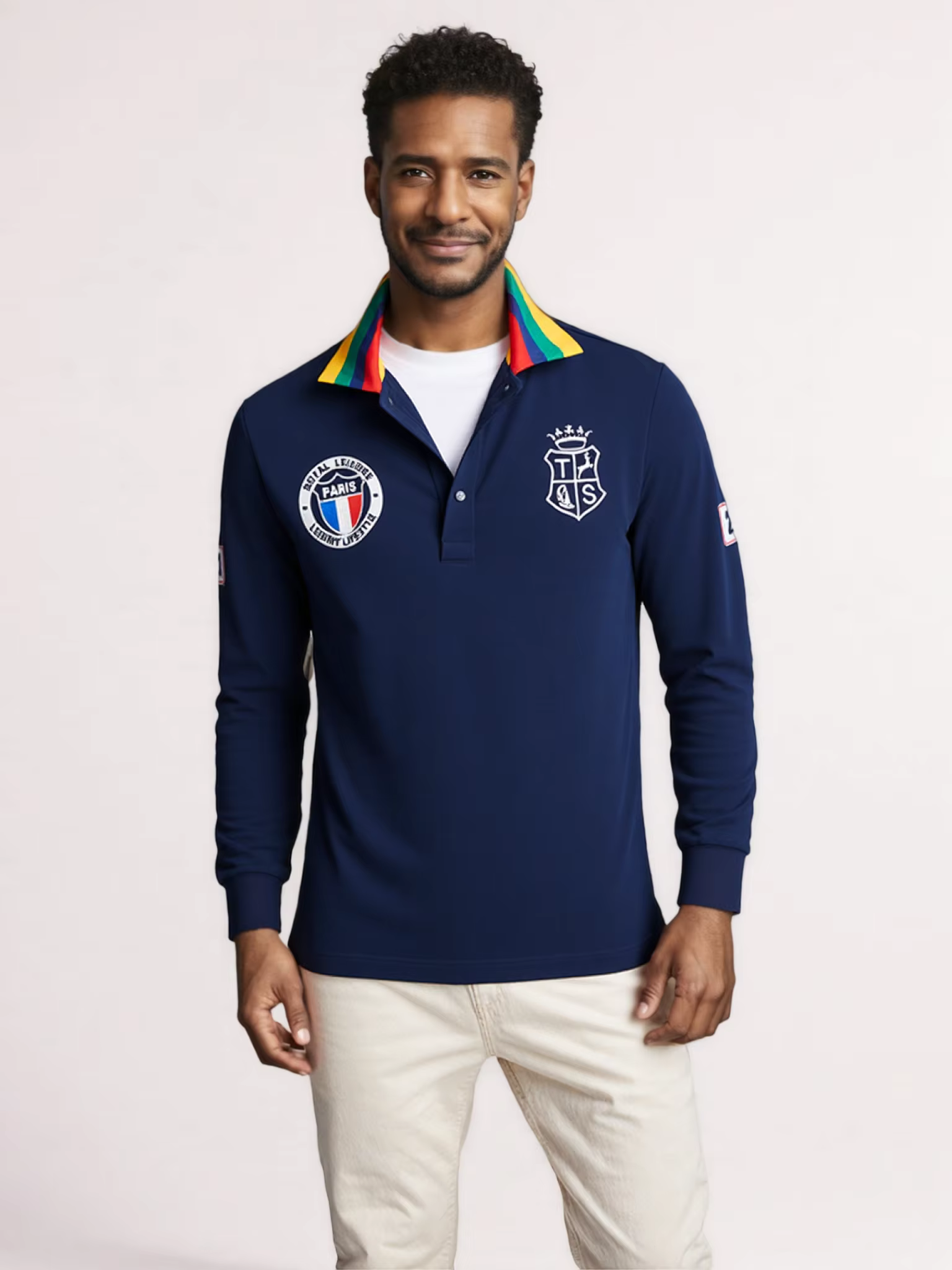 Chemises polo longues en coton 100% pour hommes
