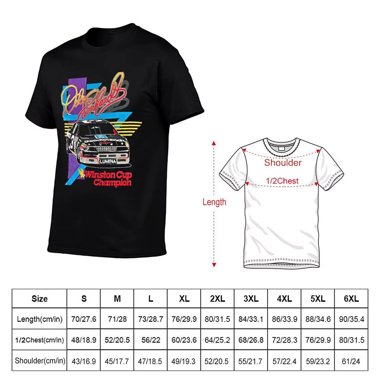 Dale Earnhardt T-shirt vintage décontracté pour hommes